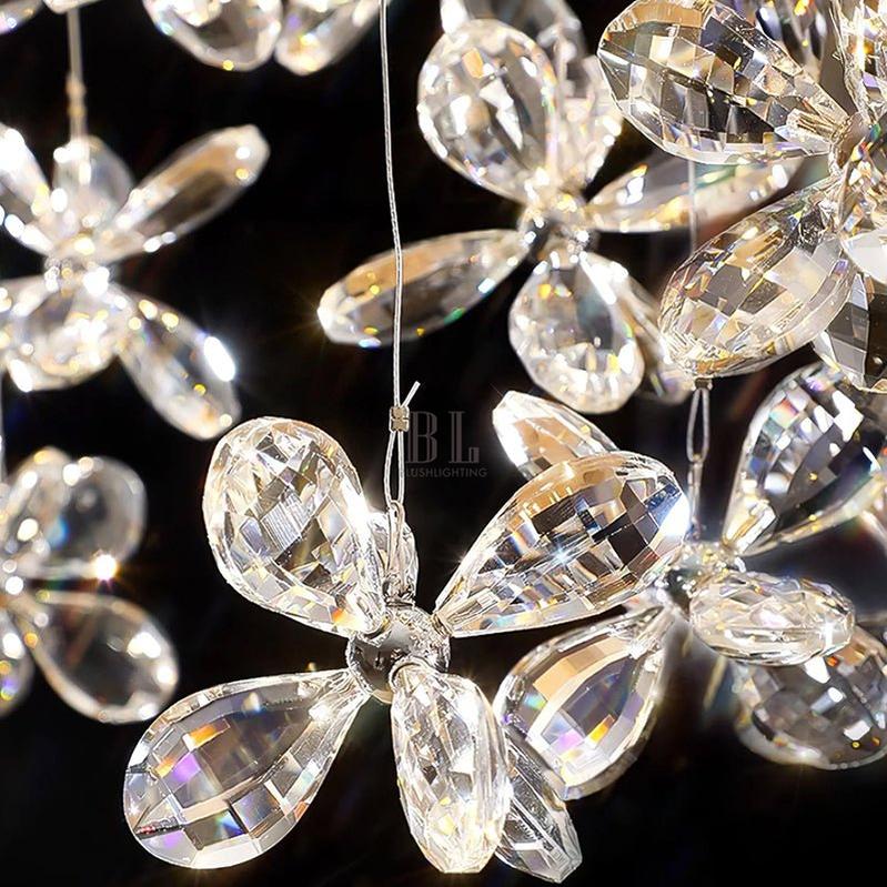 Cross Star Flower Crystal Chandelier - ∅ 47.2″ x H 59.1″ / Dia 120cm x H 150cmSilver & ClearWarm Lightcasivra