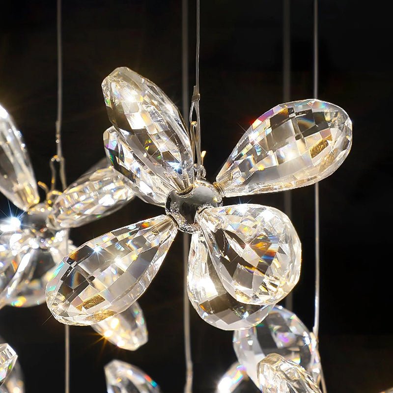 Cross Star Flower Crystal Chandelier - ∅ 47.2″ x H 59.1″ / Dia 120cm x H 150cmSilver & ClearWarm Lightcasivra