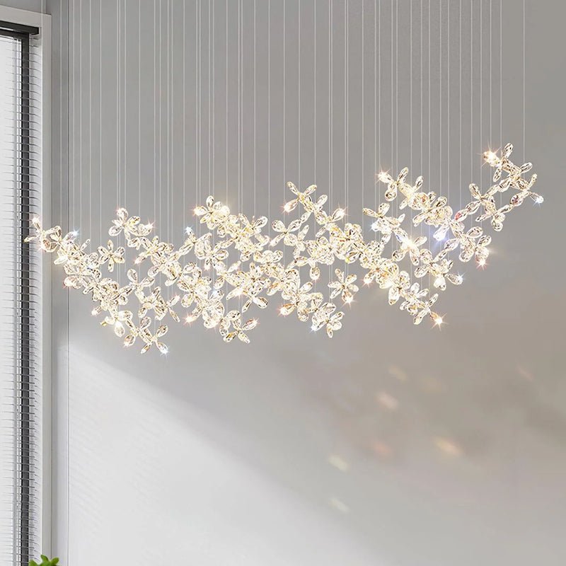 Cross Star Flower Crystal Chandelier - ∅ 47.2″ x H 59.1″ / Dia 120cm x H 150cmSilver & ClearWarm Lightcasivra