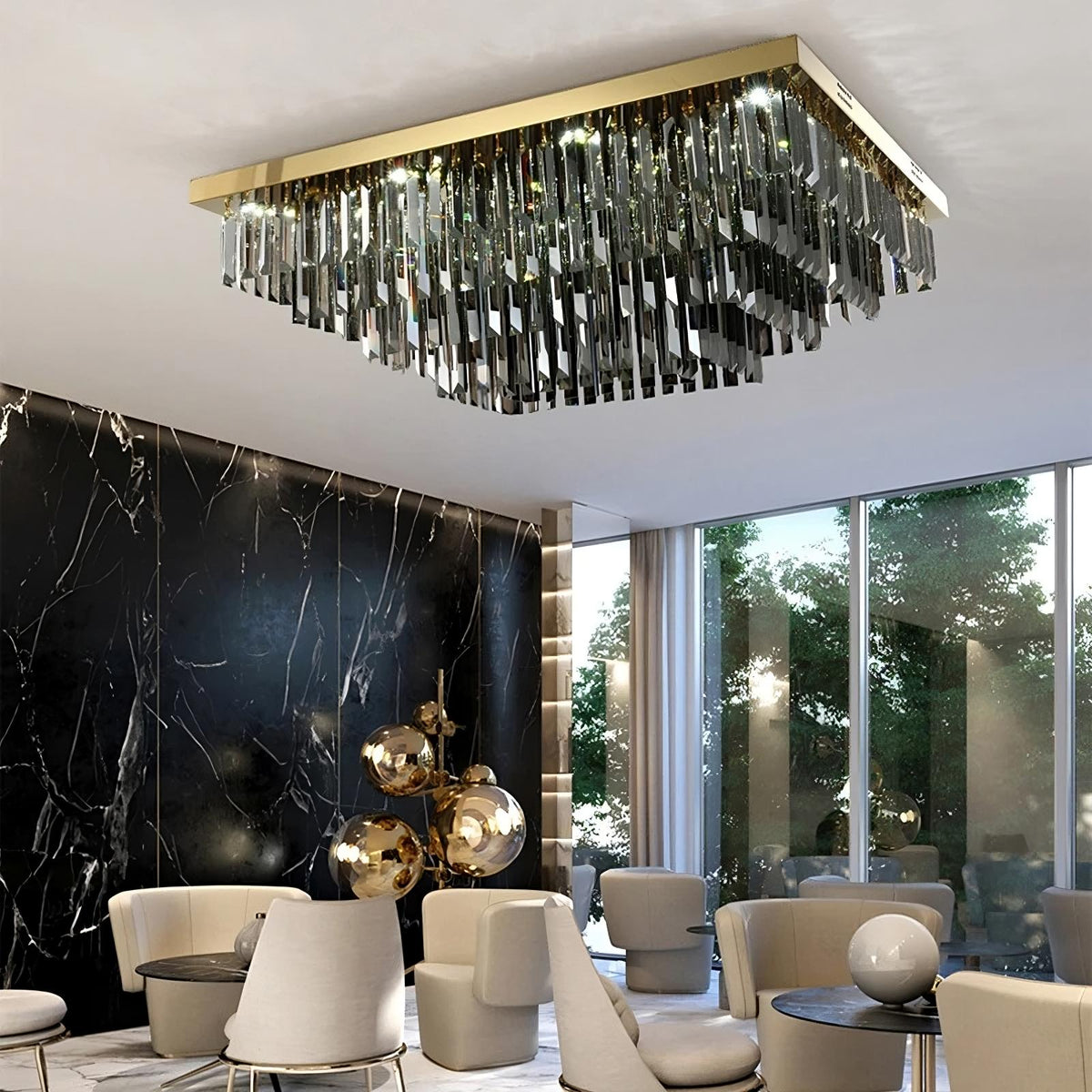 buyGio Smoke Grey Crystal Chandelier - Morsale