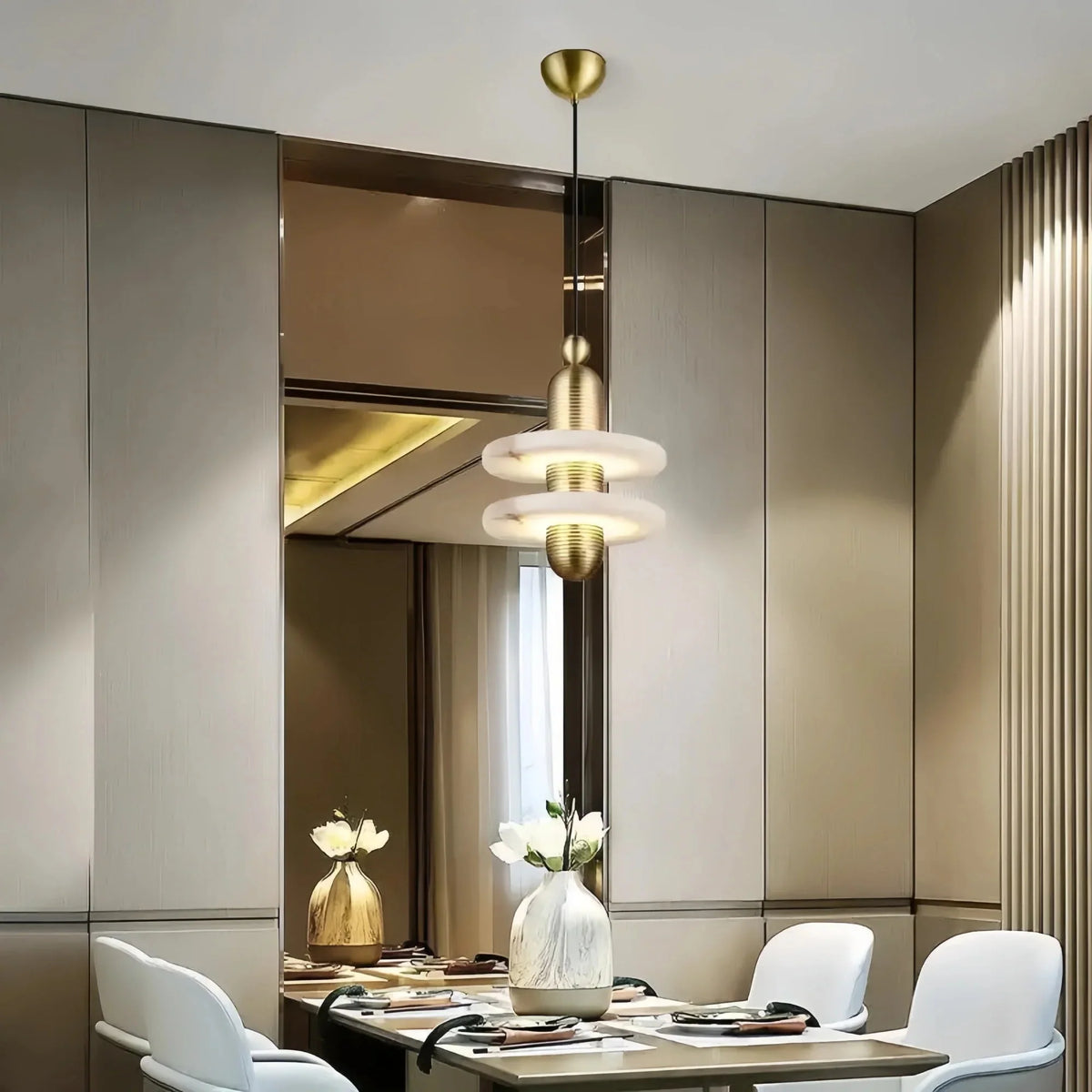 Csilla Alabaster Pendant Light - B - 11"H x 9.8" DGoldcasivra