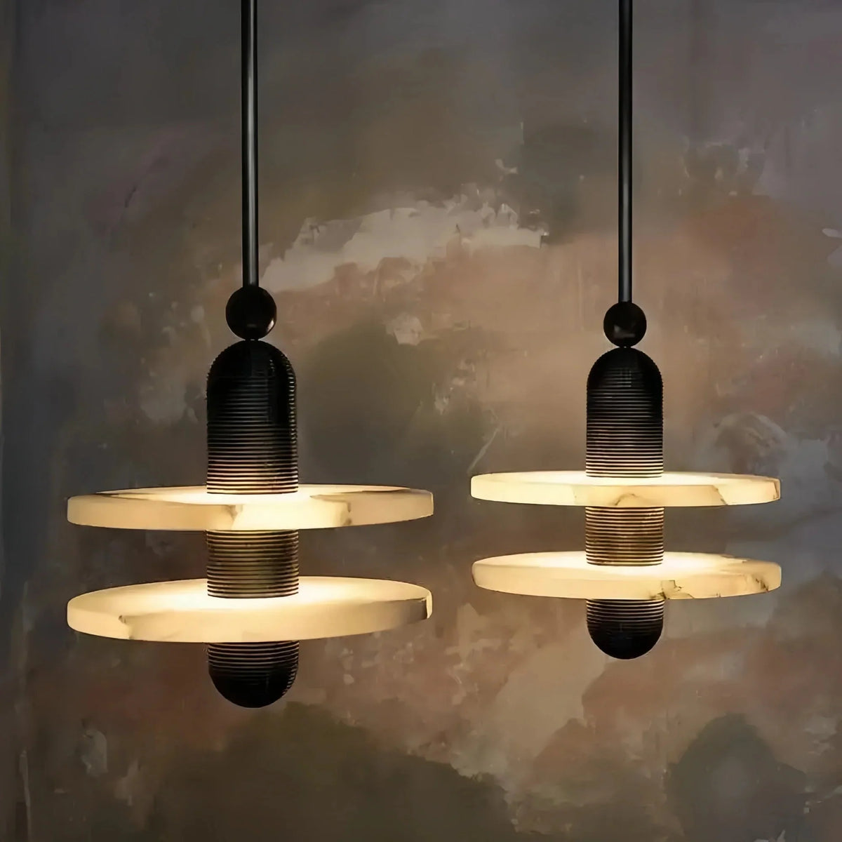 Csilla Alabaster Pendant Light - B - 11"H x 9.8" DBlackcasivra