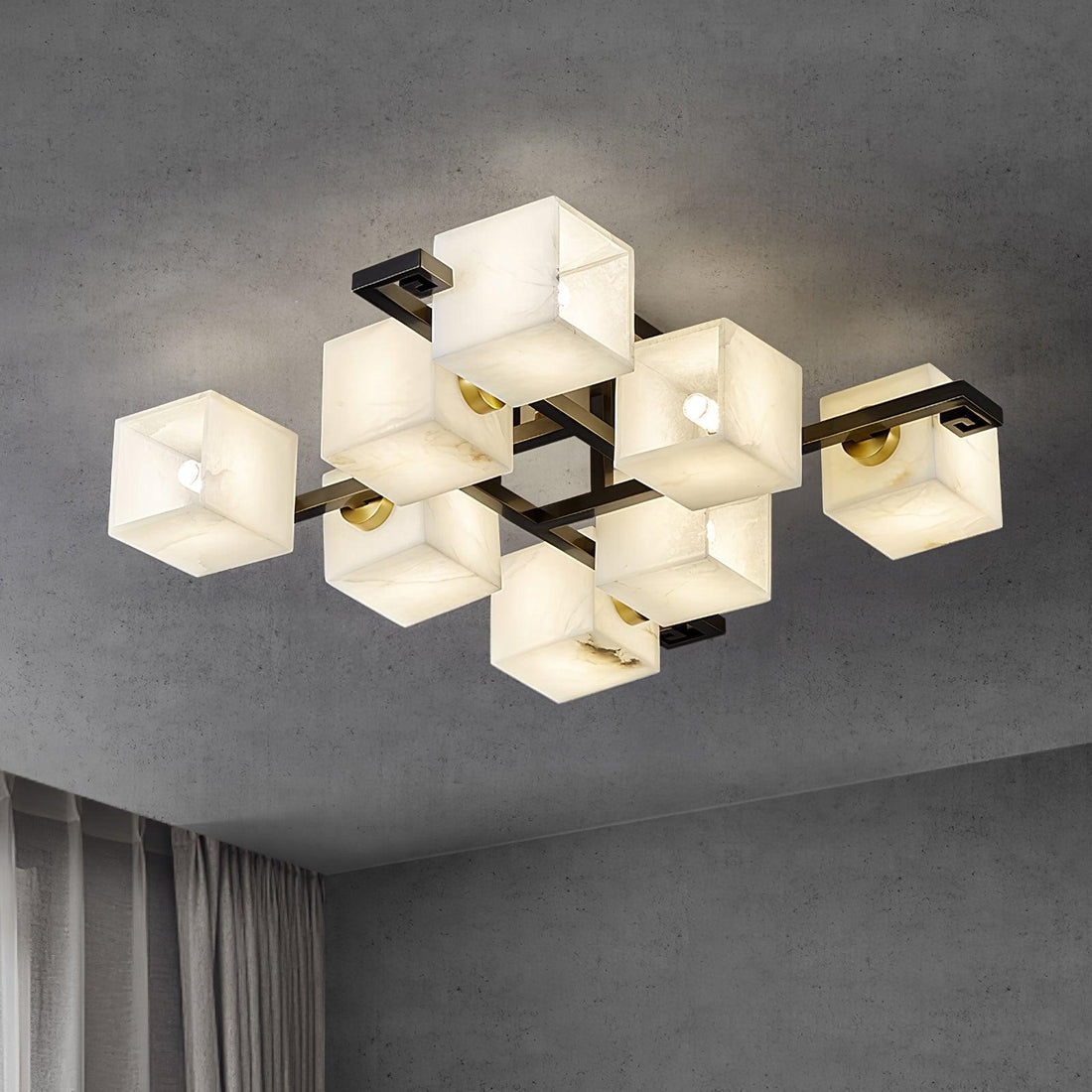 Cubist Alabaster Cluster Ceiling Lamp - by casivra