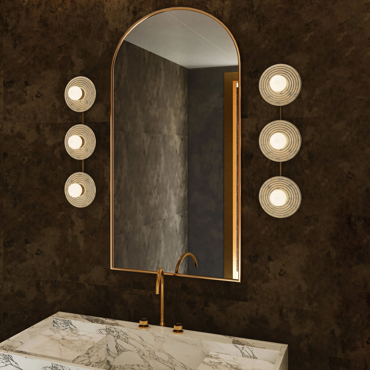 Dahlia Triple Alabaster Wall Sconce - Urban Bronzecasivra