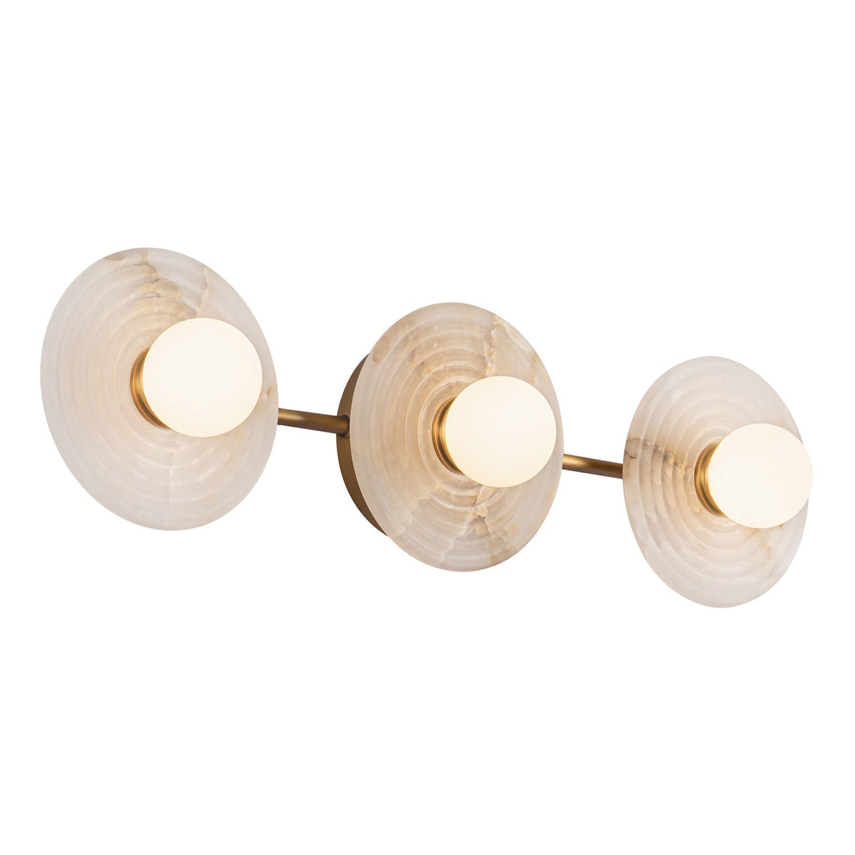 Dahlia Triple Alabaster Wall Sconce - Vintage Brasscasivra