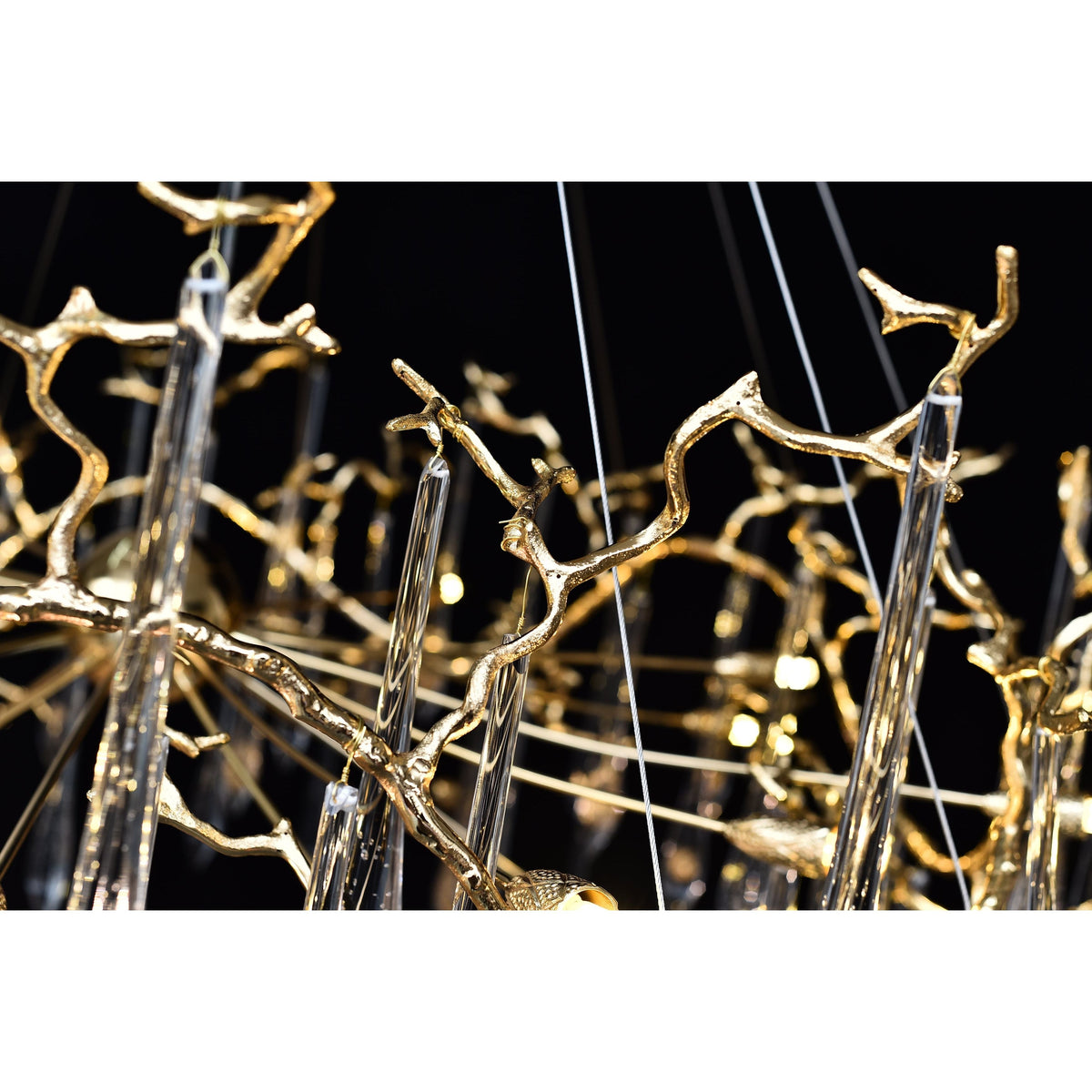 Dawn Teardrop Branch Brass Round Chandelier - 26" diameterClear Glasscasivra