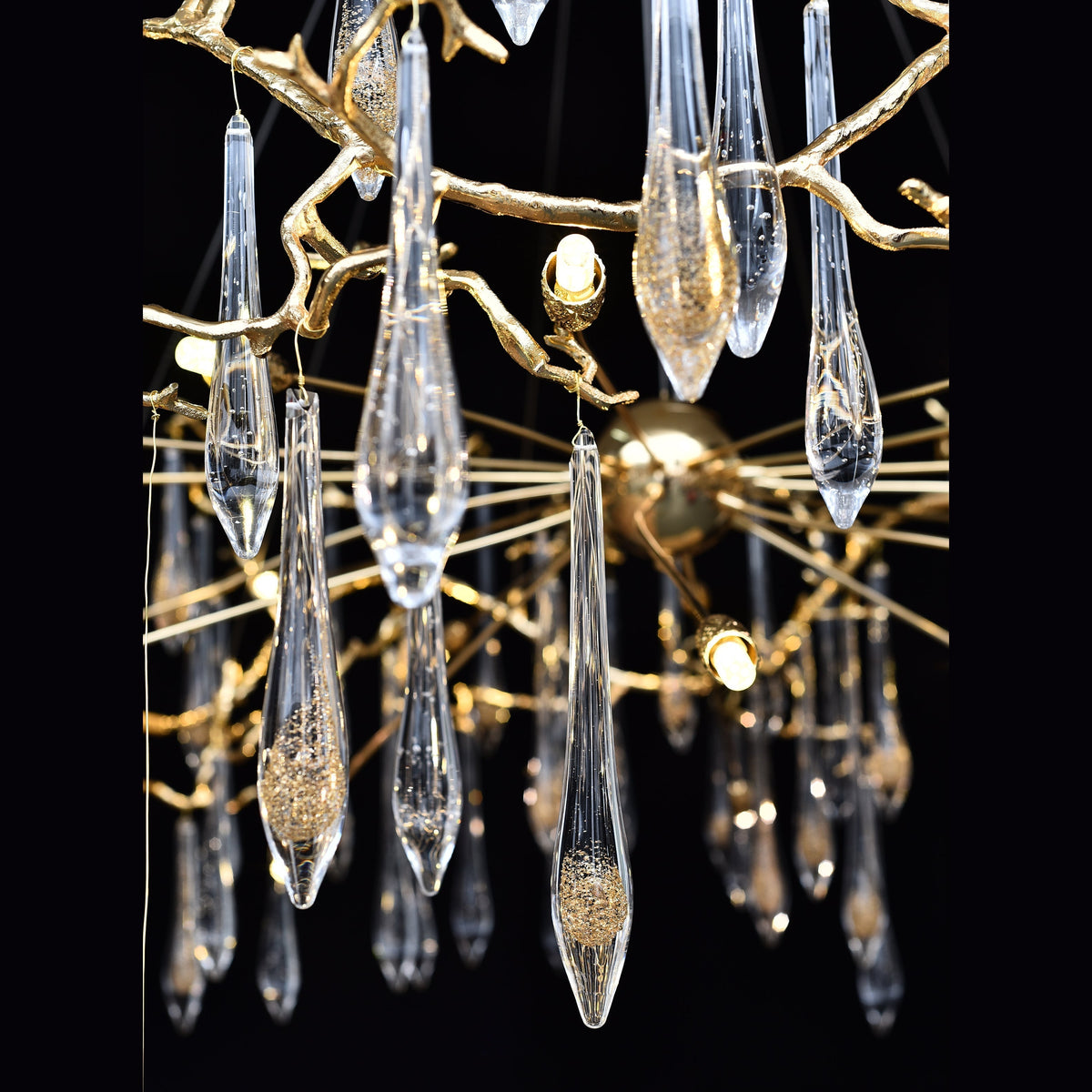 Dawn Teardrop Branch Brass Round Chandelier - 26" diameterClear Glasscasivra