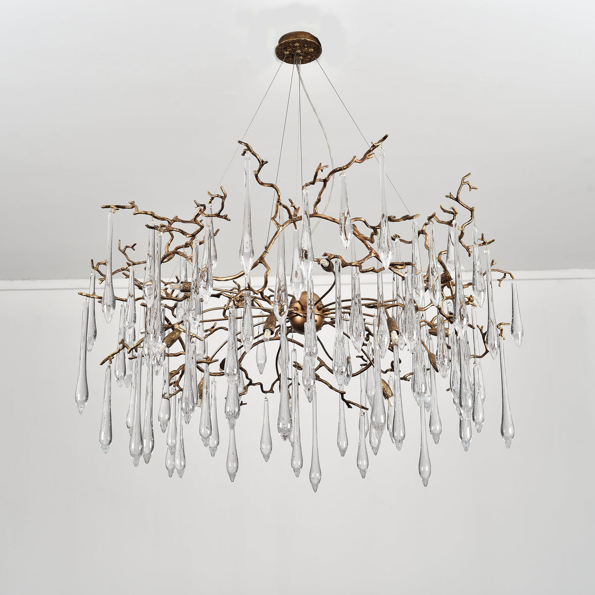 Dawn Teardrop Branch Brass Round Chandelier - 26" diameterClear Glasscasivra