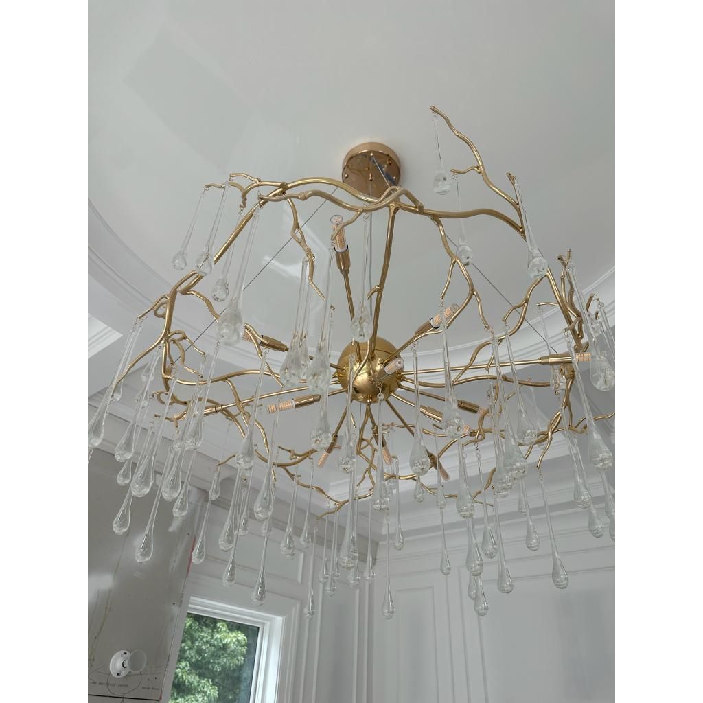 Dawn Teardrop Branch Brass Round Chandelier - 26" diameterClear Glasscasivra