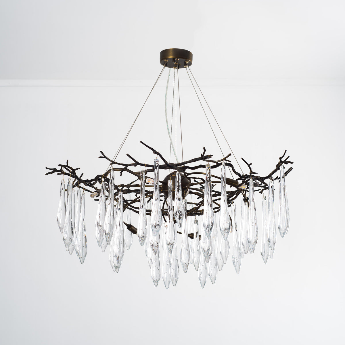 Dawn Teardrop Branch Brass Round Chandelier - 26" diameterClear Glasscasivra
