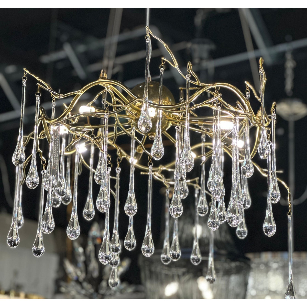 Dawn Teardrop Branch Brass Round Chandelier - 26" diameterClear Glasscasivra