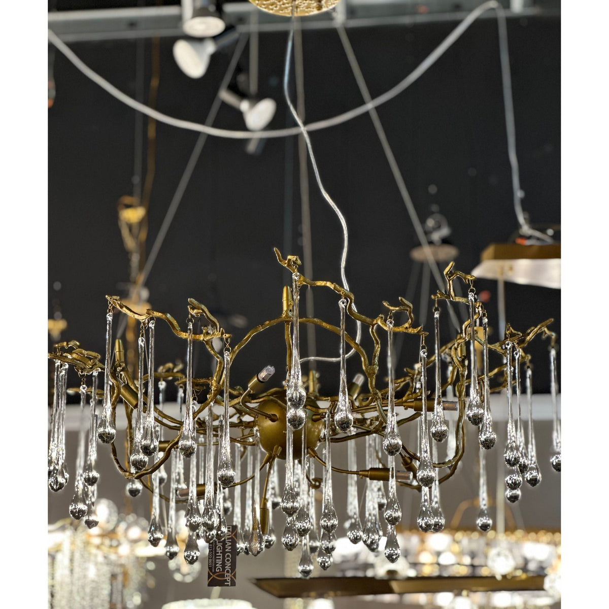 Dawn Teardrop Branch Brass Round Chandelier - 26" diameterClear Glasscasivra