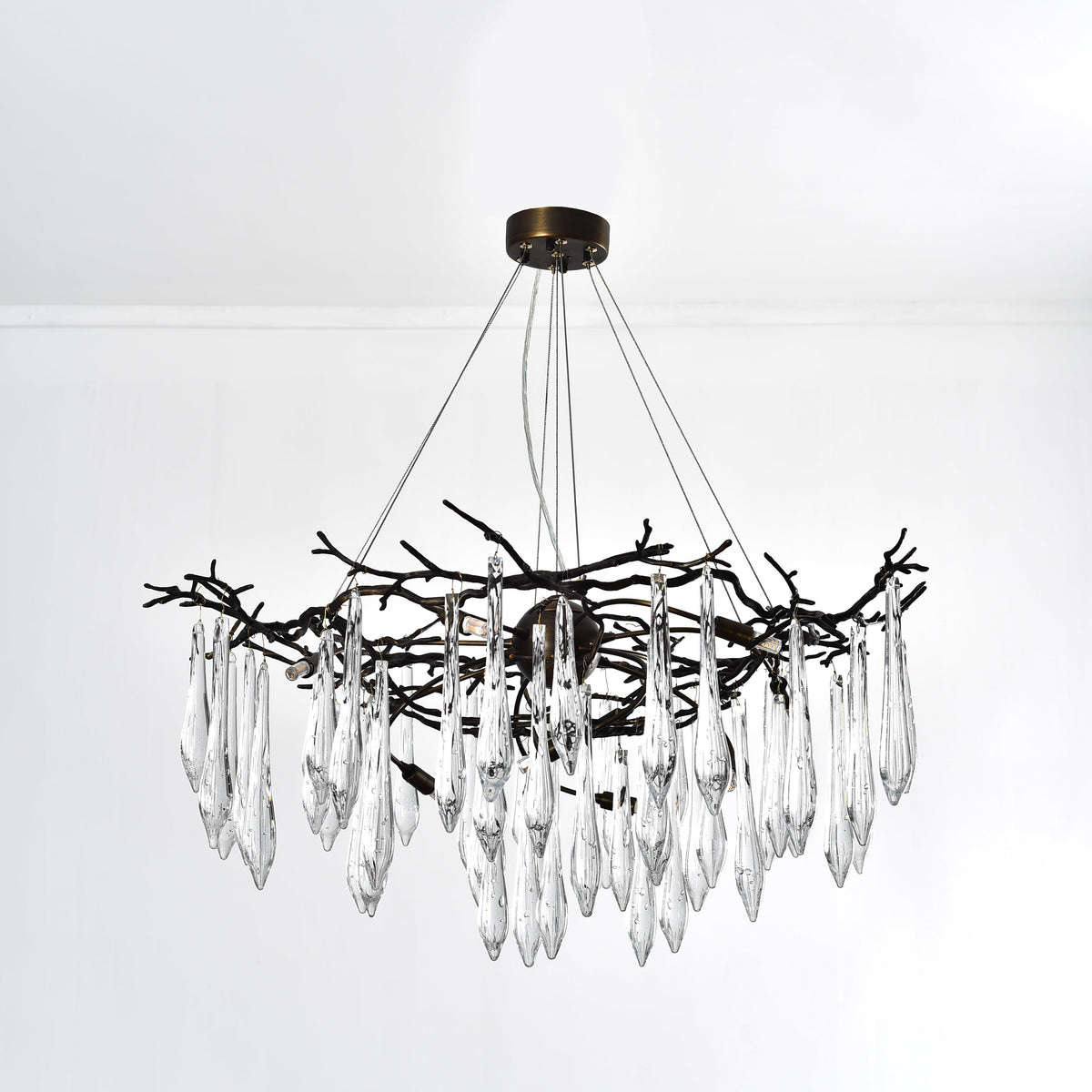Dawn Teardrop Branch Brass Round Chandelier - 26" diameterClear Glasscasivra