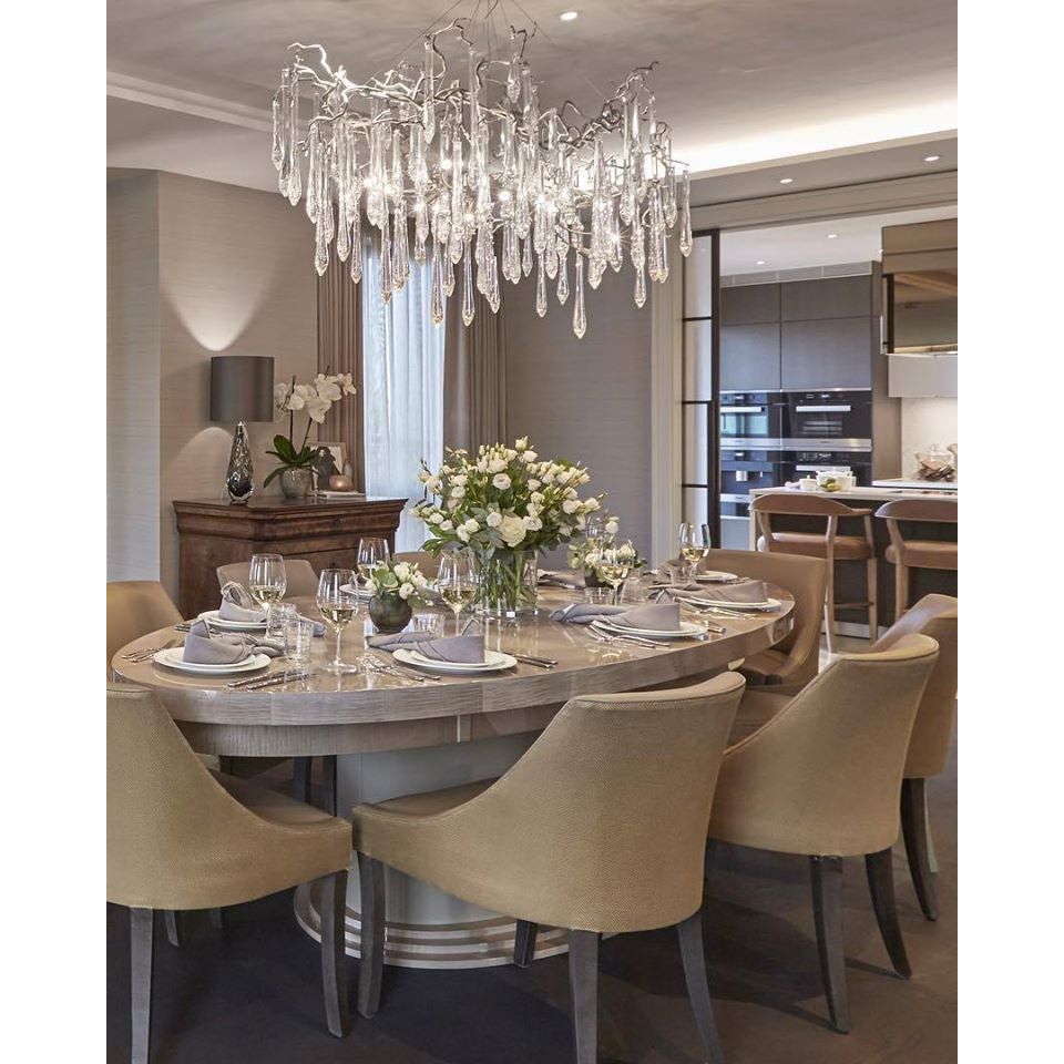 Dawn Teardrop Branch Brass Round Chandelier - 26" diameterClear Glasscasivra