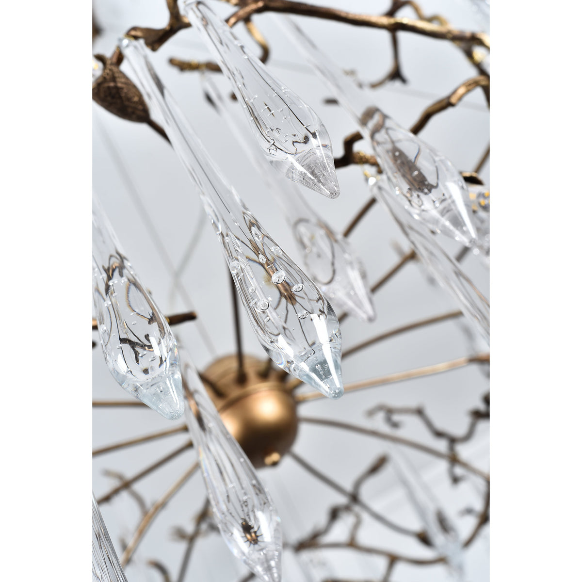 Dawn Teardrop Branch Brass Round Chandelier - 26" diameterClear Glasscasivra
