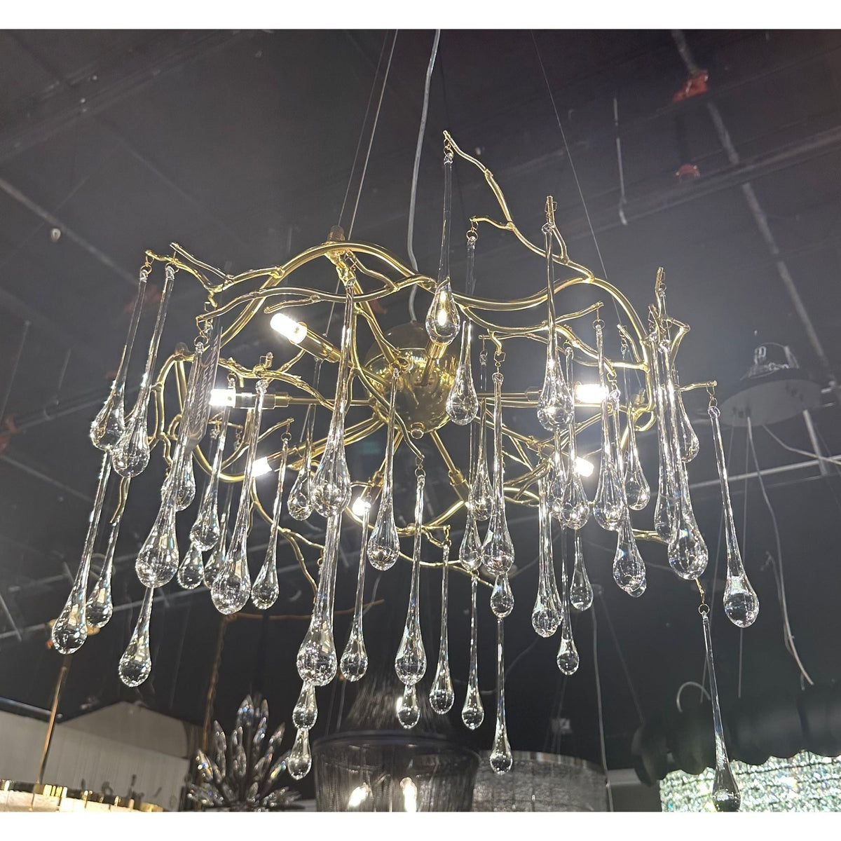 Dawn Teardrop Branch Brass Round Chandelier - 26" diameterClear Glasscasivra