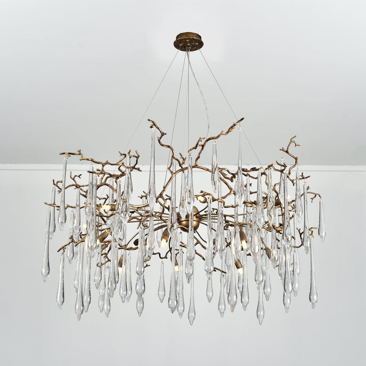 Dawn Teardrop Branch Brass Round Chandelier - 26" diameterClear Glasscasivra
