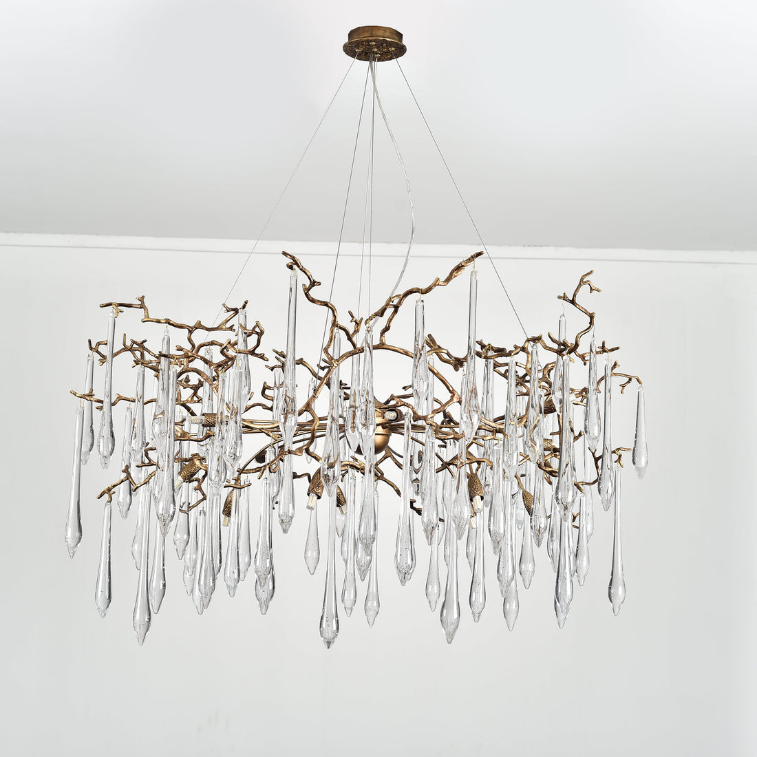 Dawn Teardrop Branch Brass Round Chandelier - 26" diameterClear Glasscasivra
