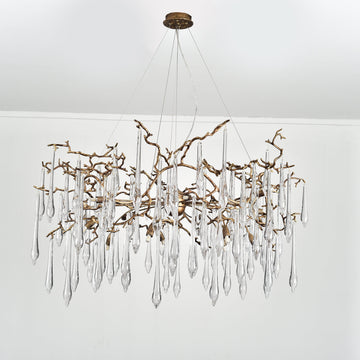 Dawn Teardrop Branch Brass Round Chandelier - 26" diameterClear Glasscasivra