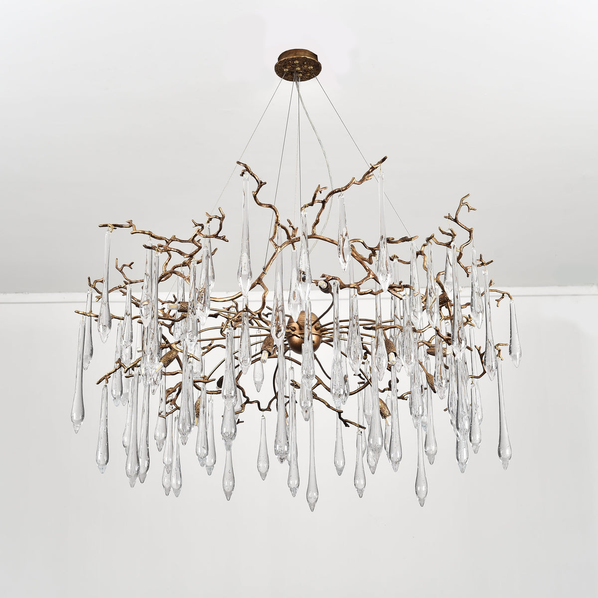 Dawn Teardrop Branch Brass Round Chandelier - 26" diameterClear Glasscasivra