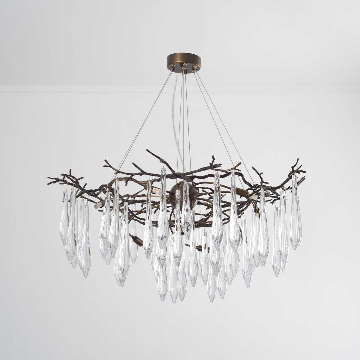 Dawn Teardrop Branch Brass Round Chandelier - 26" diameterClear Glasscasivra