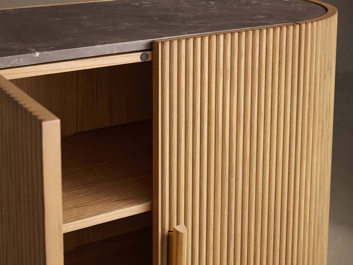 Aurelia Reeded Oak Marble Hall Chest