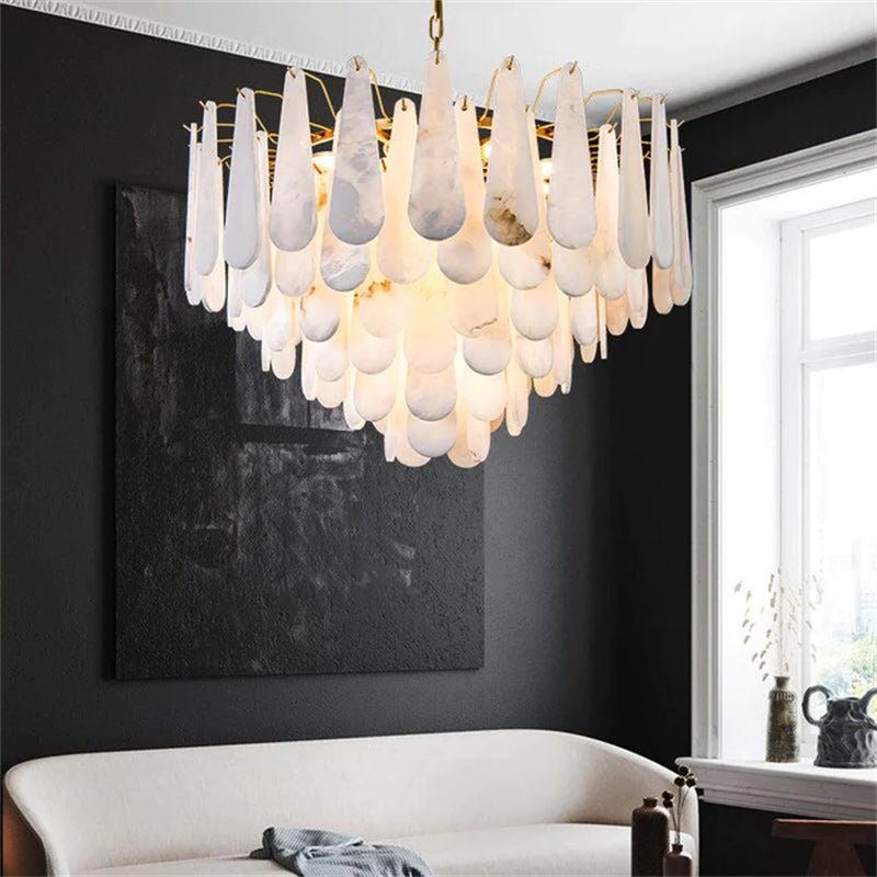 Deborah Alabaster Foyer Chandelier Lighting, Luxury Modern Lighting - D 21.7"casivra