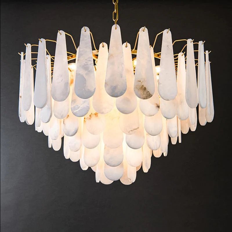 Deborah Alabaster Foyer Chandelier Lighting, Luxury Modern Lighting - D 31.5"casivra