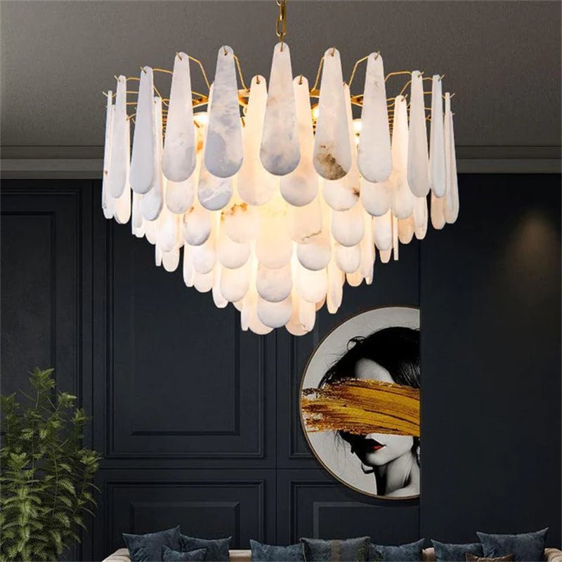 Deborah Alabaster Foyer Chandelier Lighting, Luxury Modern Lighting - D 21.7"casivra