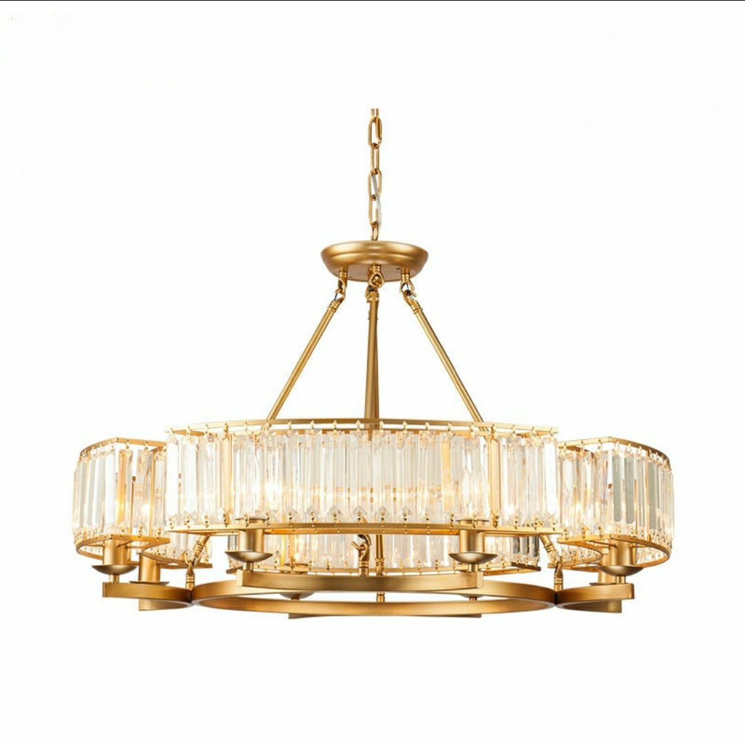 Decorative 6/ 8/ 10/ 12 - Light Crystal Ceiling Chandelier Triangular Prism Island Light Fixture Metal Shade for Living Room - 6 Lights/ D23.6"*H19.7"GoldWarm Lightcasivra