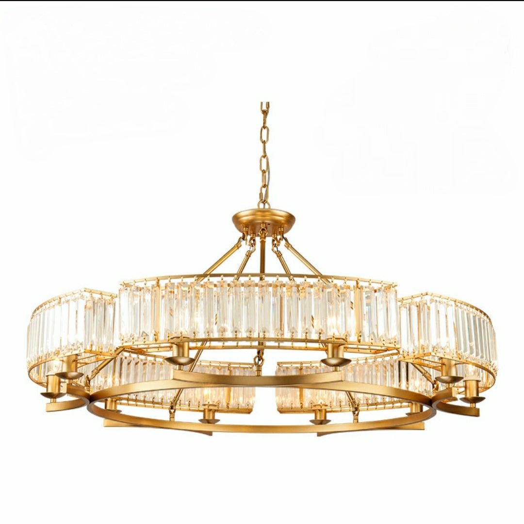 Decorative 6/ 8/ 10/ 12 - Light Crystal Ceiling Chandelier Triangular Prism Island Light Fixture Metal Shade for Living Room - 6 Lights/ D23.6"*H19.7"GoldWarm Lightcasivra
