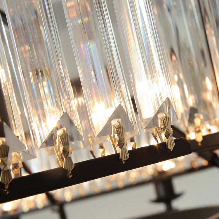 Decorative 6/ 8/ 10/ 12 - Light Crystal Ceiling Chandelier Triangular Prism Island Light Fixture Metal Shade for Living Room - 2 Layers/ 12+6 Lights/ D41.3"*H29.5"/37kgGoldWarm Lightcasivra