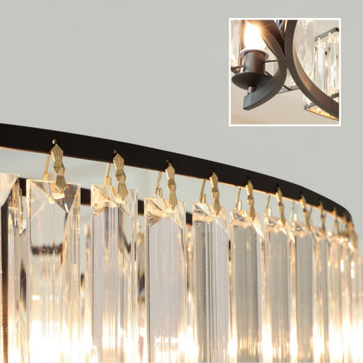 Decorative 6/ 8/ 10/ 12 - Light Crystal Ceiling Chandelier Triangular Prism Island Light Fixture Metal Shade for Living Room - 2 Layers/ 12+6 Lights/ D41.3"*H29.5"/37kgGoldWarm Lightcasivra
