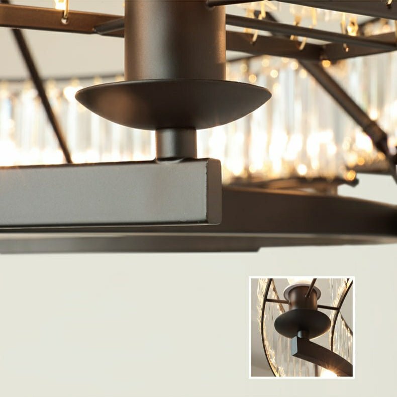 Decorative 6/ 8/ 10/ 12 - Light Crystal Ceiling Chandelier Triangular Prism Island Light Fixture Metal Shade for Living Room - 2 Layers/ 12+6 Lights/ D41.3"*H29.5"/37kgGoldWarm Lightcasivra