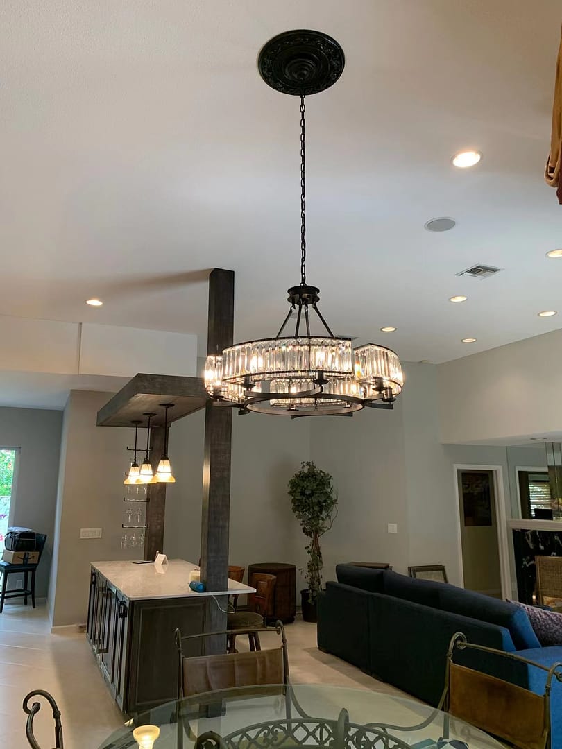 Decorative 6/ 8/ 10/ 12 - Light Crystal Ceiling Chandelier Triangular Prism Island Light Fixture Metal Shade for Living Room - 8 Lights/ D31.5"*H20.1"/24.3kgBlackWarm Lightcasivra