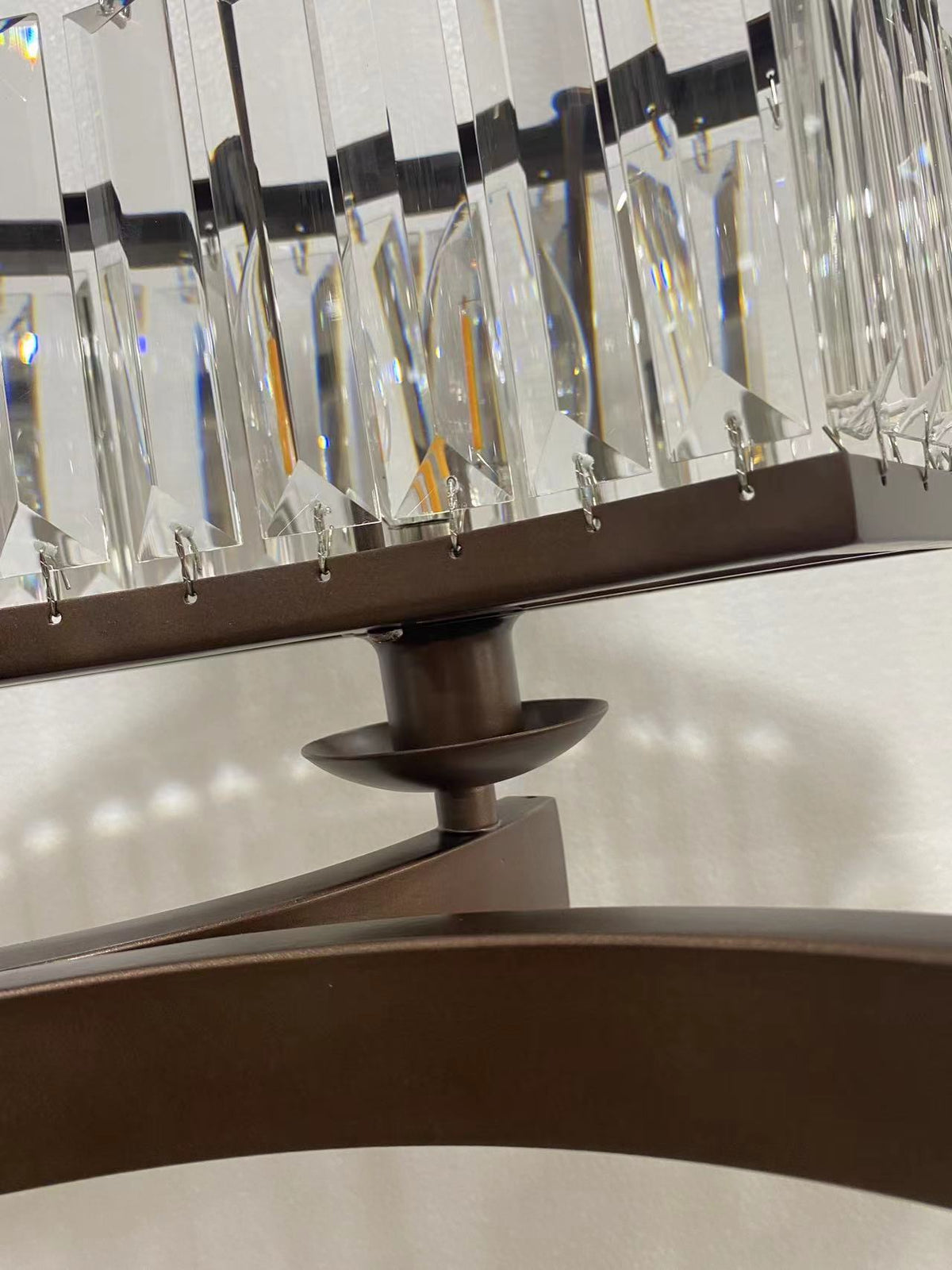 Decorative 6/ 8/ 10/ 12 - Light Crystal Ceiling Chandelier Triangular Prism Island Light Fixture Metal Shade for Living Room - 2 Layers/ 12+6 Lights/ D41.3"*H29.5"/37kgGoldWarm Lightcasivra