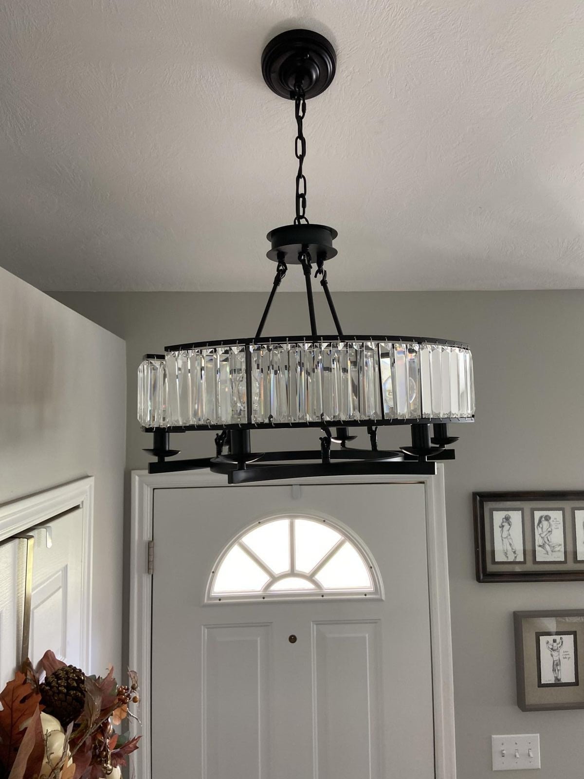 Decorative 6/ 8/ 10/ 12 - Light Crystal Ceiling Chandelier Triangular Prism Island Light Fixture Metal Shade for Living Room - 8 Lights/ D31.5"*H20.1"/24.3kgBlackWarm Lightcasivra
