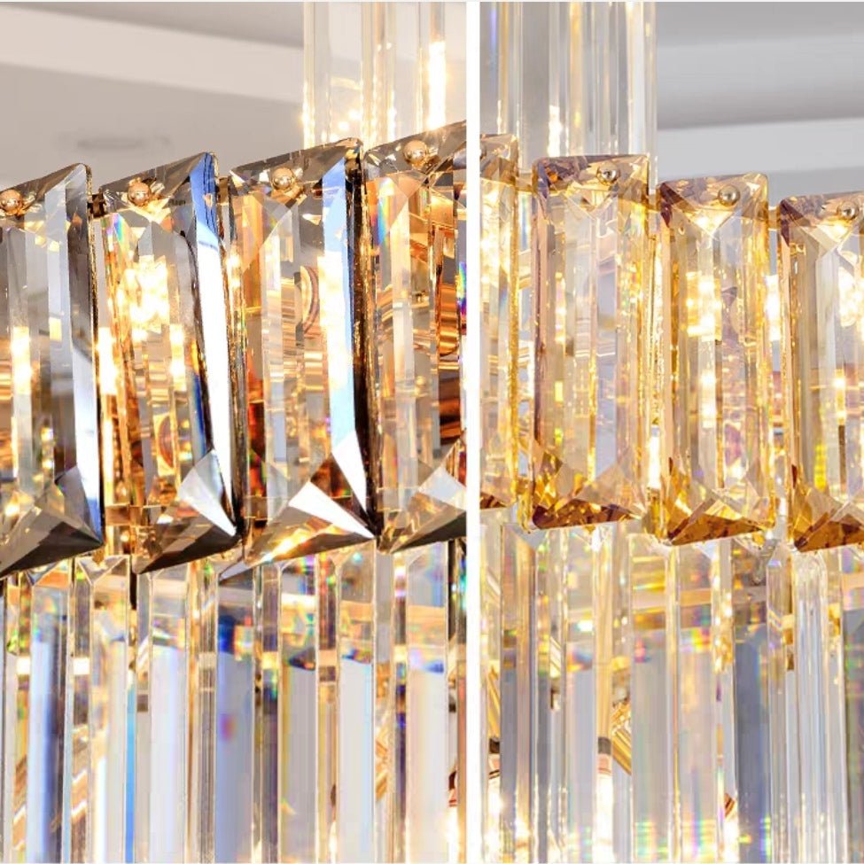 Decorative Large Vertical Crystal Staircase Chandelier Foyer Ceiling Light Fixture Lamp In Gray/ Amber Brim - L15.8"*W15.8"*H55.1"Smoky GrayWarm Lightcasivra