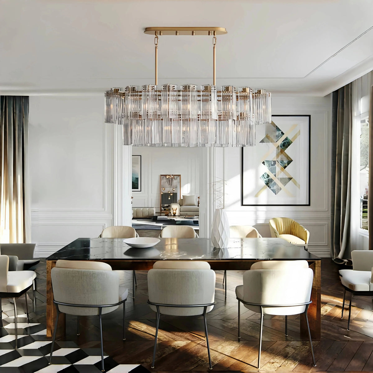 Dorsey Oval Chandelier in clear - modern dining room lighting