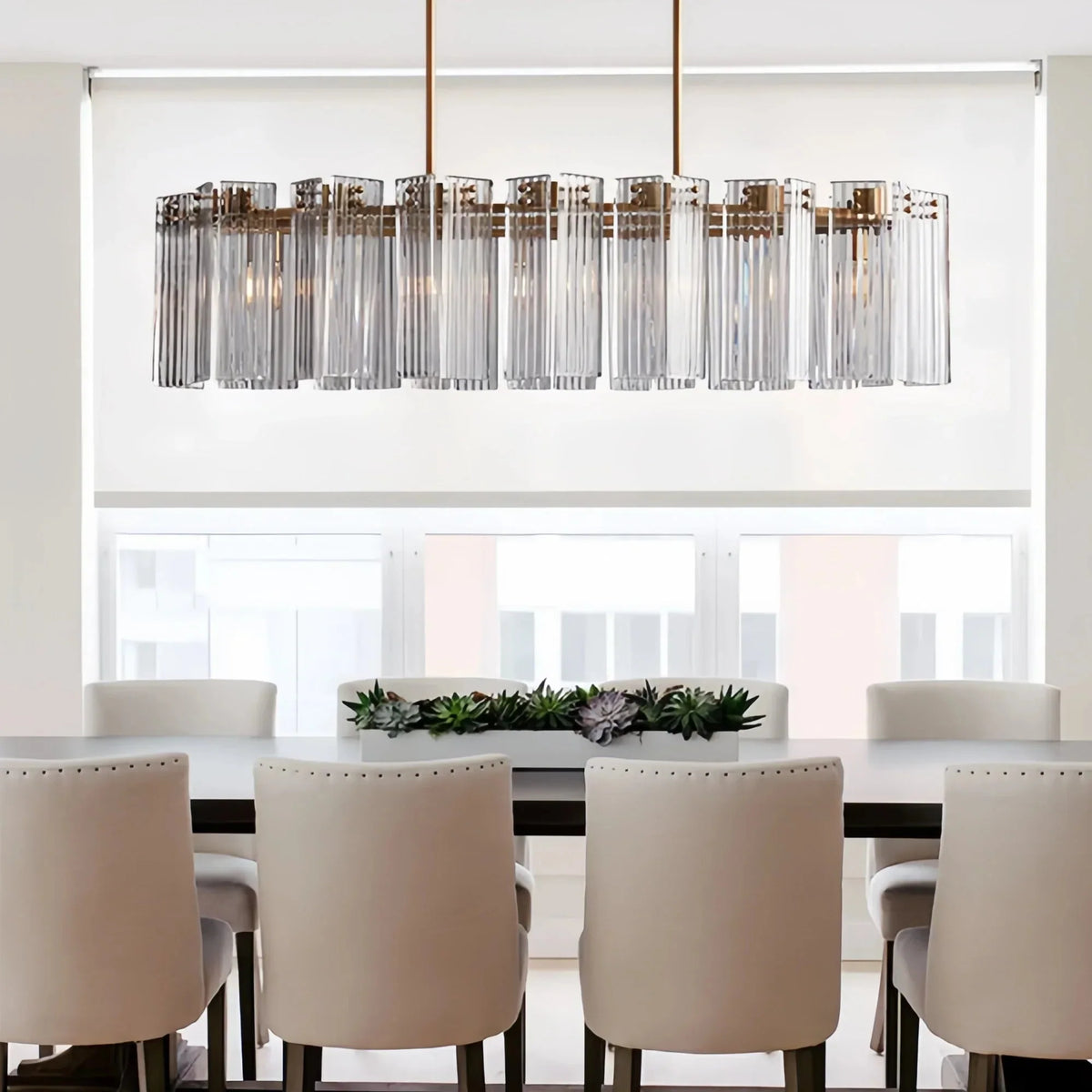 Dorsey Oval Chandelier in clear by Blush Lighting