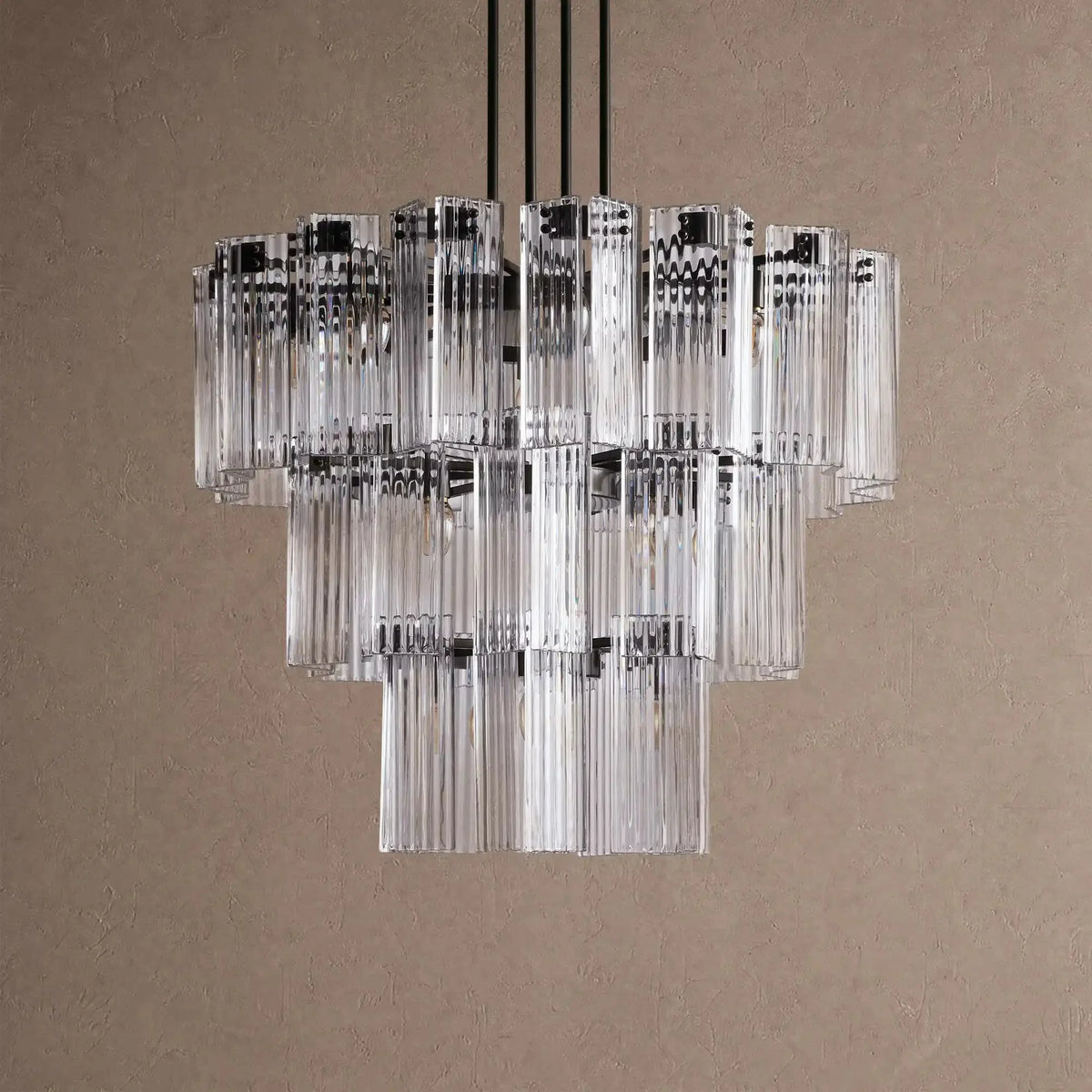 Dorsey Round Chandelier 38''48''60'' - 38‘’BlackClearcasivra