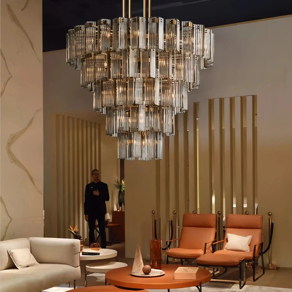 Delsie Round Chandelier 38''48''60'' in clear - dining room lighting