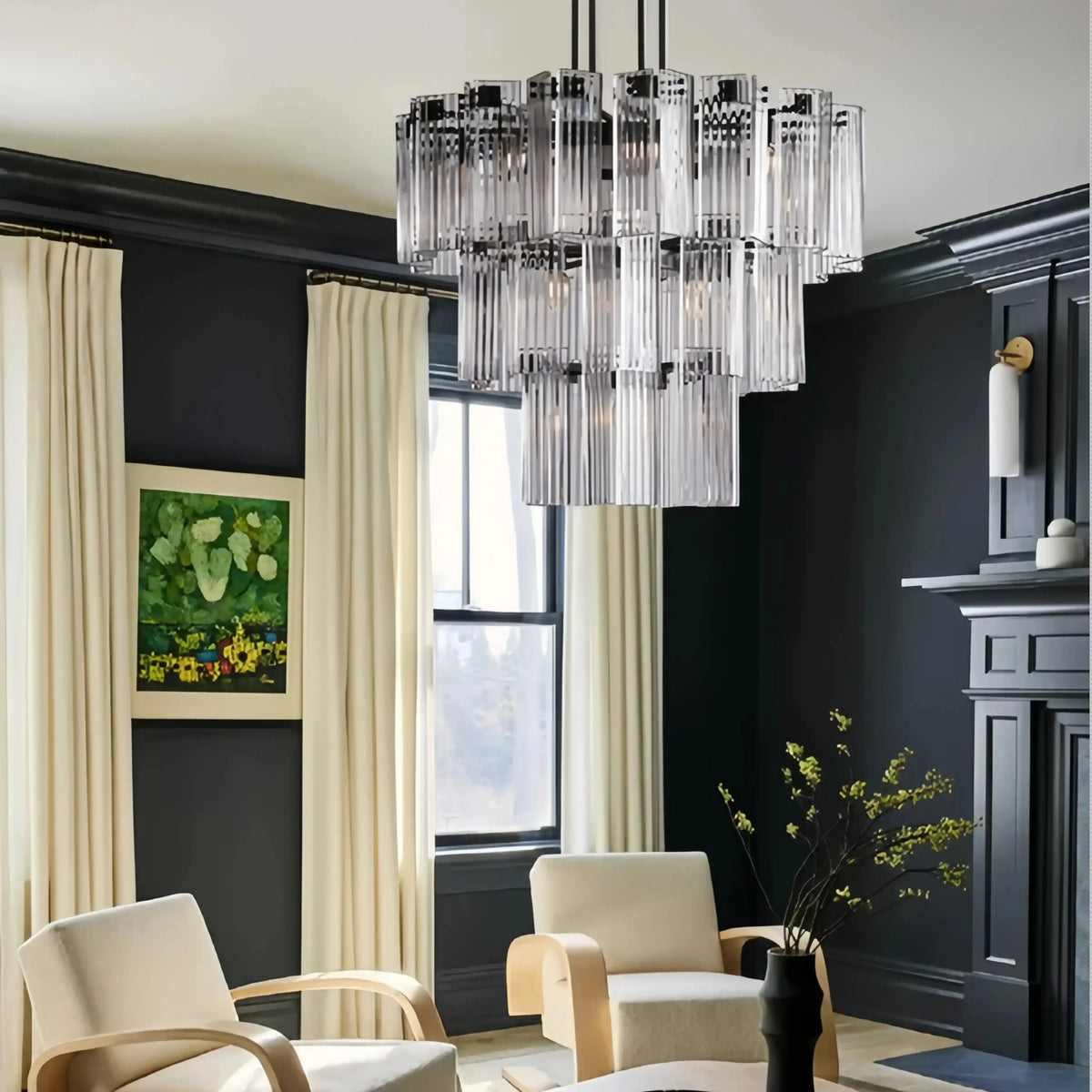 Dorsey Round Chandelier 38''48''60'' in clear - modern dining room lighting