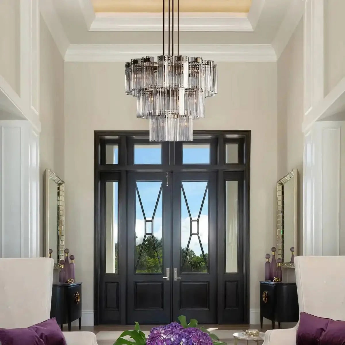 Dorsey Round Chandelier 38''48''60'' in clear - dining room lighting