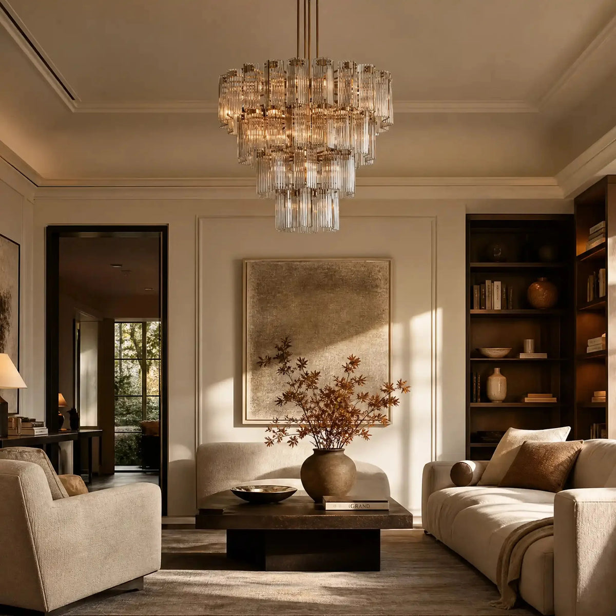 Dorsey Round Chandelier 38''48''60'' in clear by Blush Lighting
