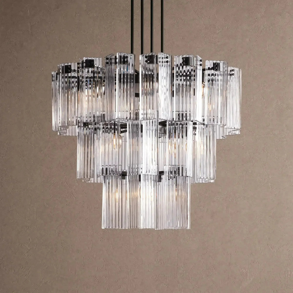 Dorsey Round Chandelier 38''48''60'' - 38‘’BlackClearcasivra