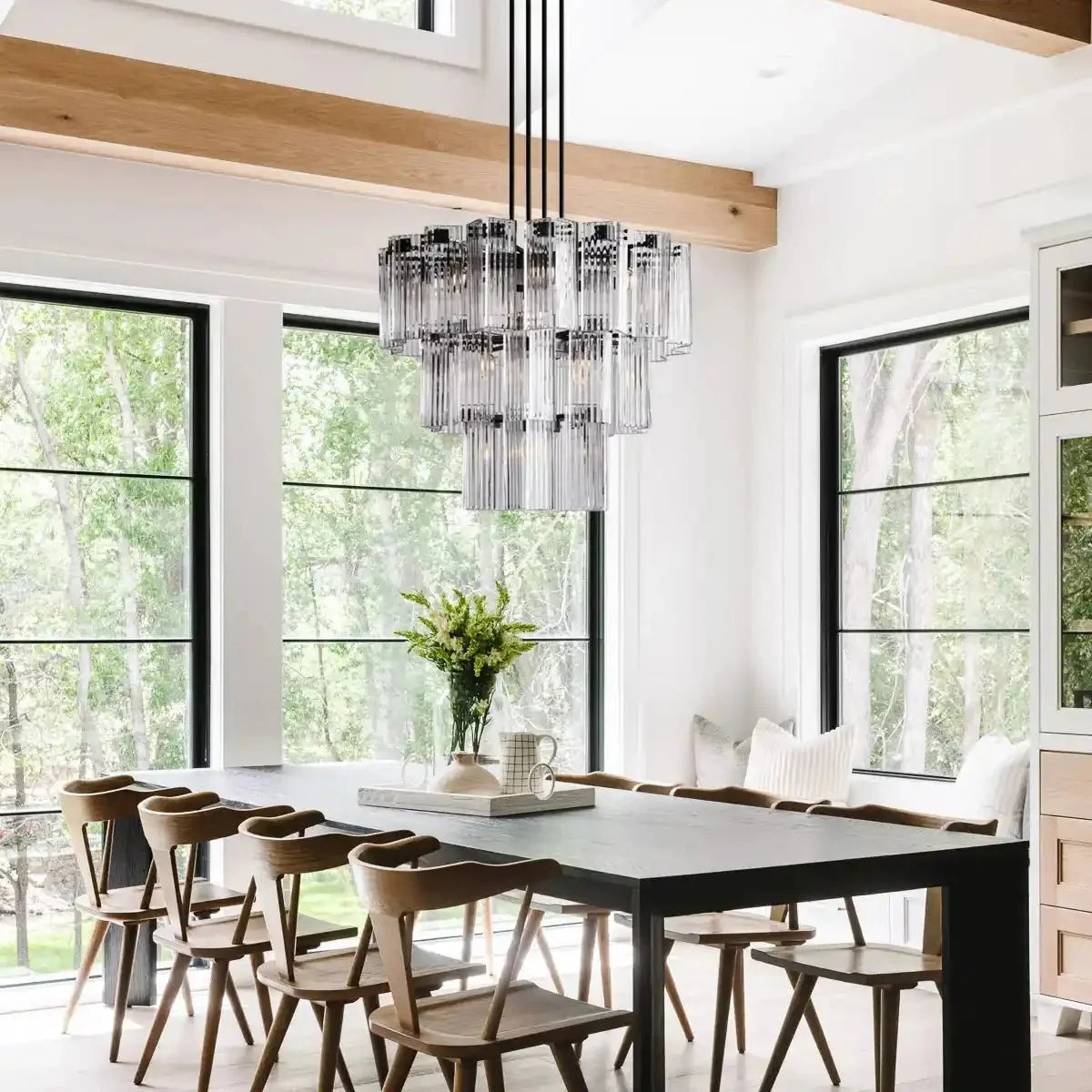 Dorsey Round Chandelier 38''48''60'' in clear - dining room lighting