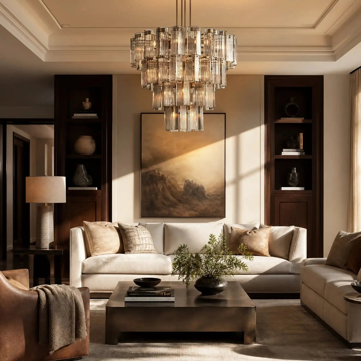 Dorsey Round Chandelier 38''48''60'' - clear finish, modern home lighting