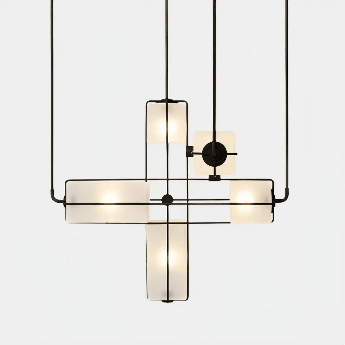 Designer Modern Geometric Grid - Form Handblown Glass Chandelier for Low Ceilings - L35.43"*W35.43"*H51.18"(90cm*90cm*H130cm)Warm Lightcasivra