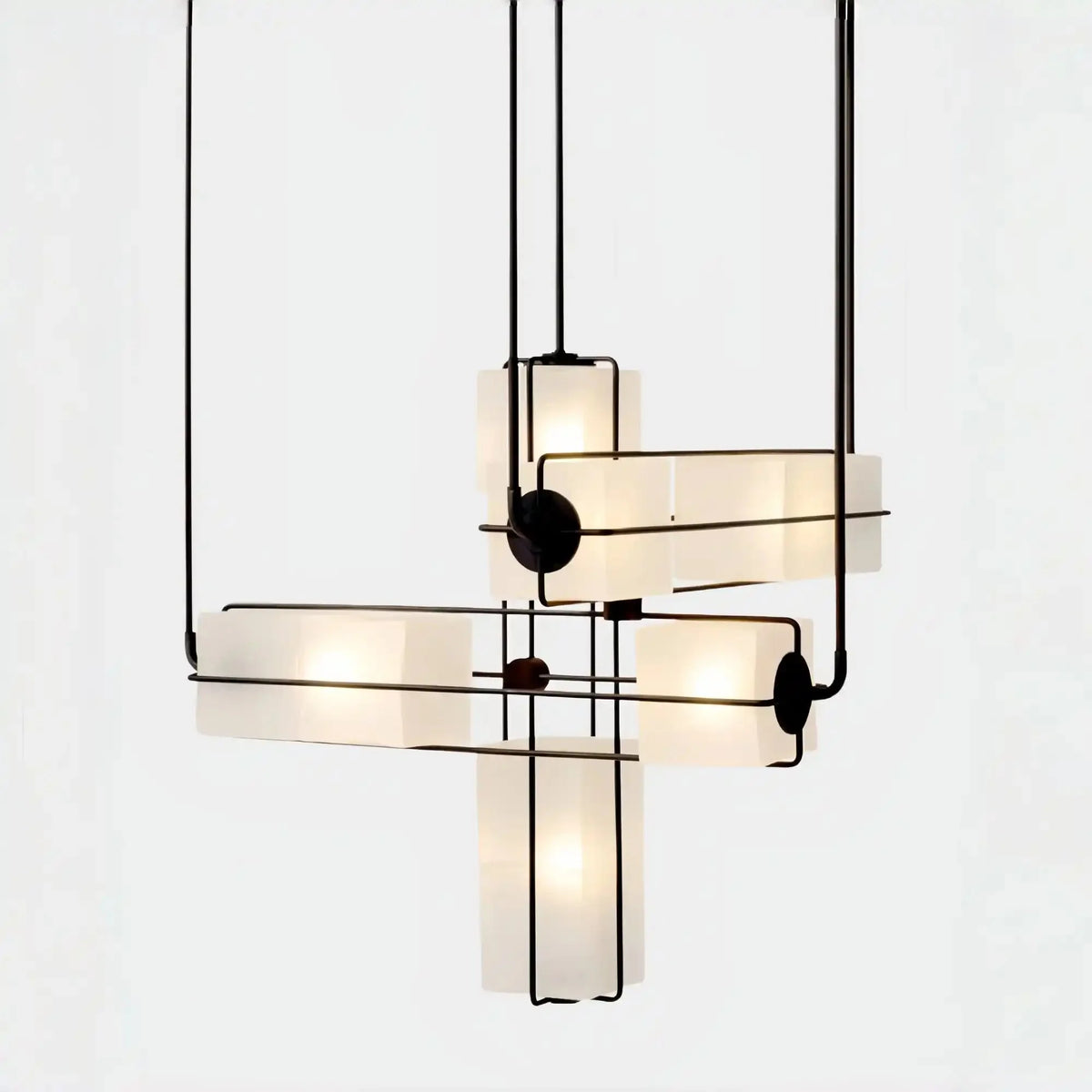 Designer Modern Geometric Grid - Form Handblown Glass Chandelier for Low Ceilings - L35.43"*W35.43"*H51.18"(90cm*90cm*H130cm)Warm Lightcasivra